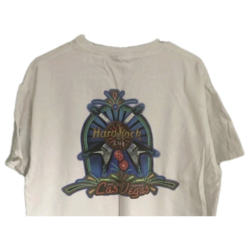 Vtg Hard Rock Cafe Las Vegas Shirt Mens L White Graphic Heavy Tee Souvenir